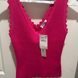 Vibrant Pink Scalloped Tank Top